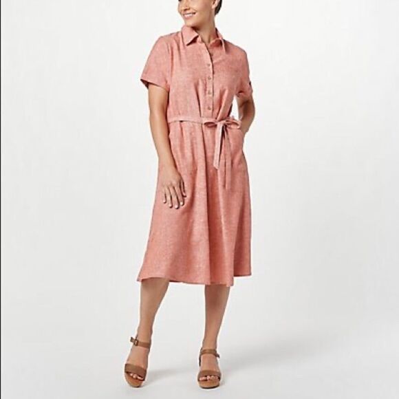 Denim & Co. Naturals Linen Blend Comfy Tie-Waist Dress - Picture 1 of 7